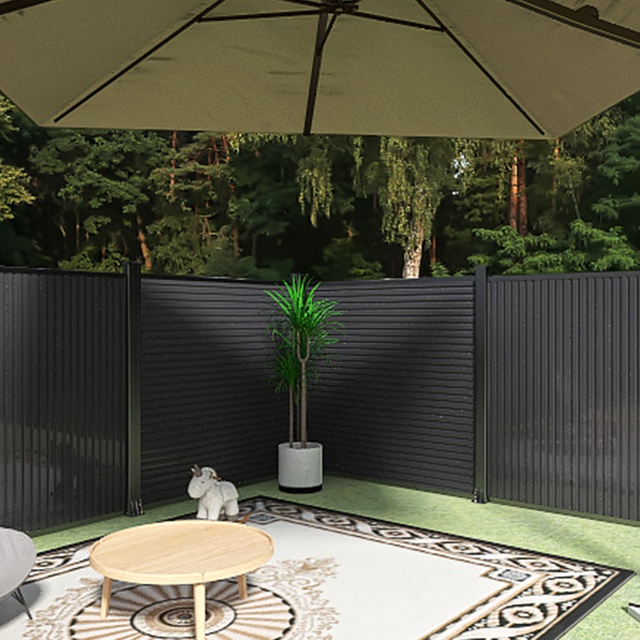Vista de pared de listón 丨 paneles de valla WPC 丨 Gray oscuro